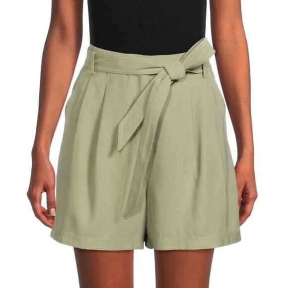 bcbg maxazria Solid Olive Green Rayon Spandex Belt High Rise Shorts Xxs - Picture 1 of 8